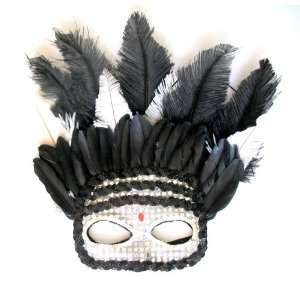   Silver Feather Mask Mardi Gras Masquerade Party Halloween Costume