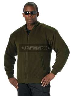 Olive Drab Reversible Zip Up Commando Sweater  