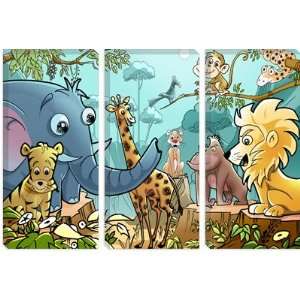  Jungle Cartoon Animals Children Art Giclee Canvas Art 