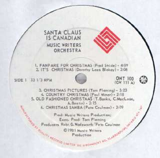 Various Santa Claus Is Canadian LP VG++ Canada Quality  