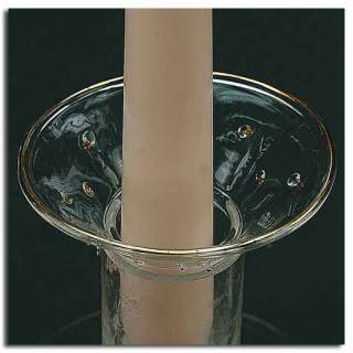 Set 12 Round Glass Gold Rim Polka Dot Taper Candle Bobeche Wax Drip 