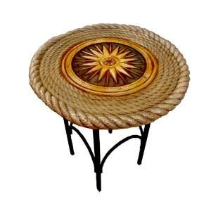 Nautical Accent Table with Compass Rose Art Design item 1209A  