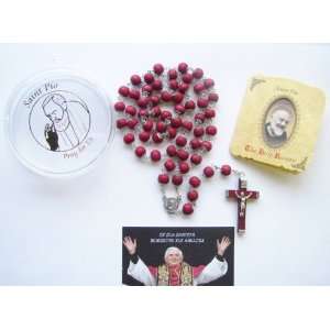 Blessed By Pope Benedict XVI St Saint Padre Pio Rose Scented Rosary 