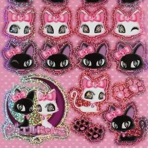  kawaii glitter kitty sticker with ribbons Toys & Games