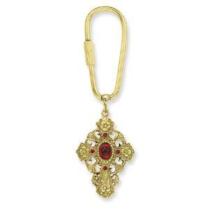  Gold tone Crystal Cross Key Fob/Mixed Metal Jewelry