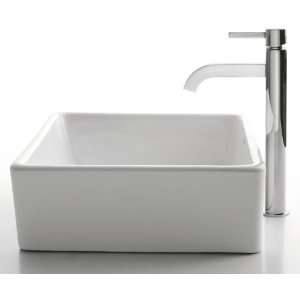  Series White Square Ceramic Sink and Ramus Faucet