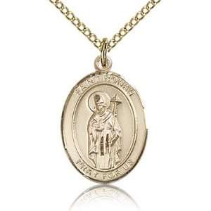  Gold Filled 3/4in St Ronan Medal & 18in Chain Jewelry