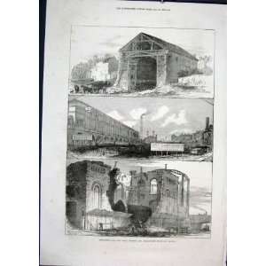 London Railway Broad Street Theatre Station Print 1871  