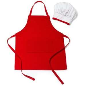   DII Kids Cooking Set White Chefs Hat and Red Apron