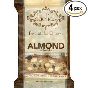Daelias Biscuits for Cheese Almond with Raisins, 4 Ounce (Pack of 4 