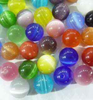 8mm mixed color cats eye loose beads 100pcs  