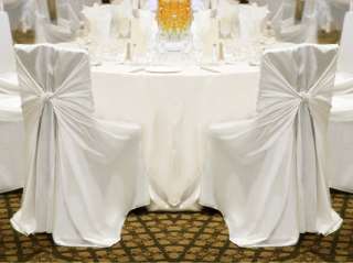 10 White Satin Universal Self Tie Chair Covers Wedding  