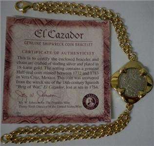 Franklin Mint EL Cazador Real 1784 Shipwreck Coin Bracelet  