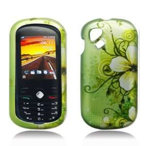 For T mobil Sparq Alcatel OT 606A Accessory   Green Flower Design Hard 