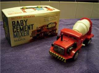 1960s IN BOX MARX BABY CEMENT MIXER TRUCK BATTERY OPERATED TOY NEAR 