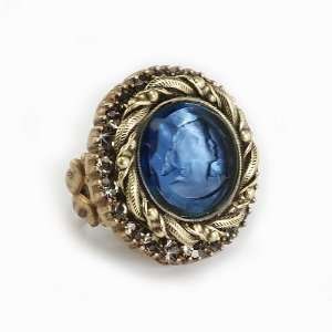   Antique Gold Ring With Montana Blue Intaglio Cameo Center Jewelry