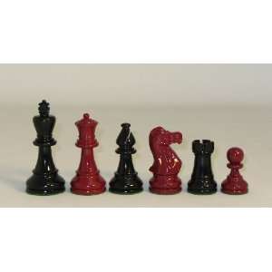  Black and Red Lacquered Boxwood Chessmen 