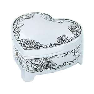  Sophia Silver Plated Heart Rose Trinket Box New & Boxed 
