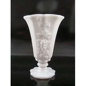   PANELED GRAPE Milk Glass Bell Rim Vase PG 37: Kitchen & Dining