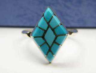   Sterling Silver Ring Turquoise Channel inlay Native American CE  