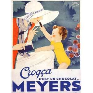 CHOCOLAT CHOCOLATE MOTHER AND GIRL MEYERS CHILDREN 15 X 18 VINTAGE 