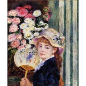  with a Fan: Pierre Auguste Renoir Hand Painted Art: Home & Kitchen