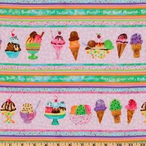  44 Wide Sweet Summer Treats Border Stripe Pink Fabric By 
