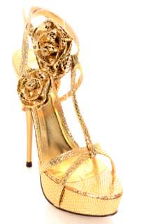 Platform Evening Dancing High Heel Sandals Shoes GOLD 6  