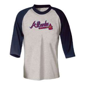   Champ 3/4 Sleeve Raglan T Shirt by Majestic Athletic   Grey/Navy Small