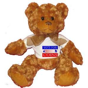  VOTE FOR COINS Plush Teddy Bear with WHITE T Shirt Toys & Games