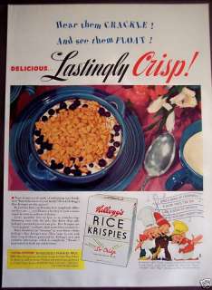 1939 KELLOGGS RICE KRISPIES Snap Crackle Pop Cereal Ad  