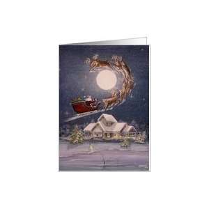  Folk Art Merry Christmas Santa Reindeer CARD Card: Health 