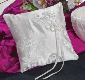 Beverly Clark Cherry Blossom White or Ivory Ring Pillow  