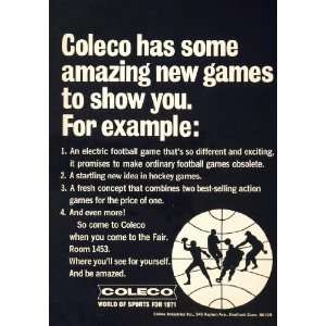   Ad Coleco World of Sports Electric Football Game   Original Print Ad