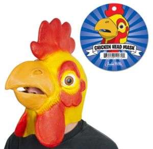 ADULT RUBBER CHICKEN ROOSTER HEAD LATEX COSTUME MASK  
