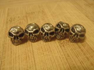 Paracord Lanyard 5 Pewter Skull Beads #3  