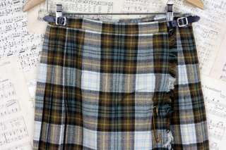 Vintage 70s Laird Portch Scotland Skirt Long Kilt Pins Leather 100% 