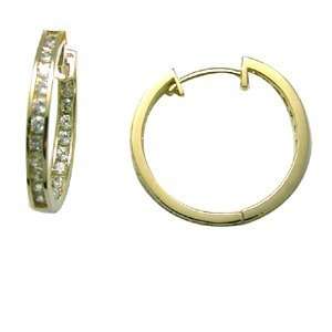    Small Channel Set CZ Band 14K Yellow Gold Huggie Earrings Jewelry