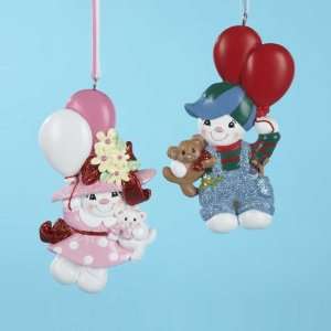 12 Boy and Girl with Balloons Christmas Ornaments for Personalization 