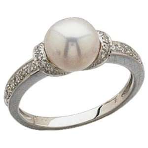   Fresh Water White Cultured Pearl And Diamond Ring Jewelry Days