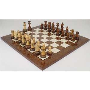  Parker Staunton Chess Set Package in Burnt Golden Rosewood 
