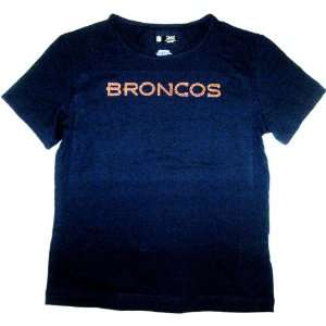  Denver Broncos Scripted Short Sleeve Navy Womens T shirt 