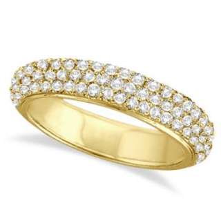Hidalgo Micro Pave 3 Rows Diamond Ring 18k Yellow Gold  