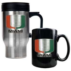  Miami Hurricanes NCAA Stainless Travel Mug And Ceramic Mug 
