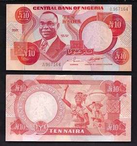 World Paper Money   Nigeria 10 Naira 2001 @ Crisp AU  
