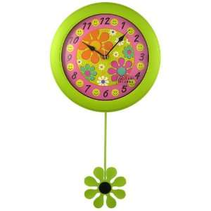  Flower Power Round Pendulum Wall Clock: Home & Kitchen