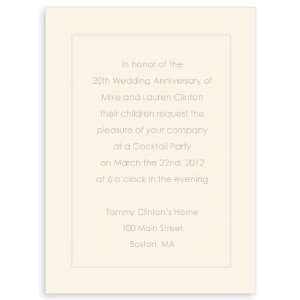  Classic Panel Anniversary Printable Invitation Card   Ecru 