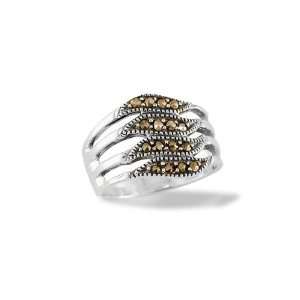    New Solid 925 Sterling Silver Wave Bar Fashion Ring: Jewelry