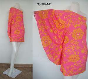 Pink Orange one shoulder Butterfly sleeve Short dress XS S M L XL 2XL