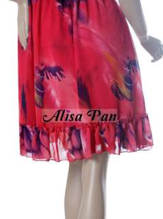   Chiffon V neck Halter Printed Pinks Club Dress 03357 Size 3XL  